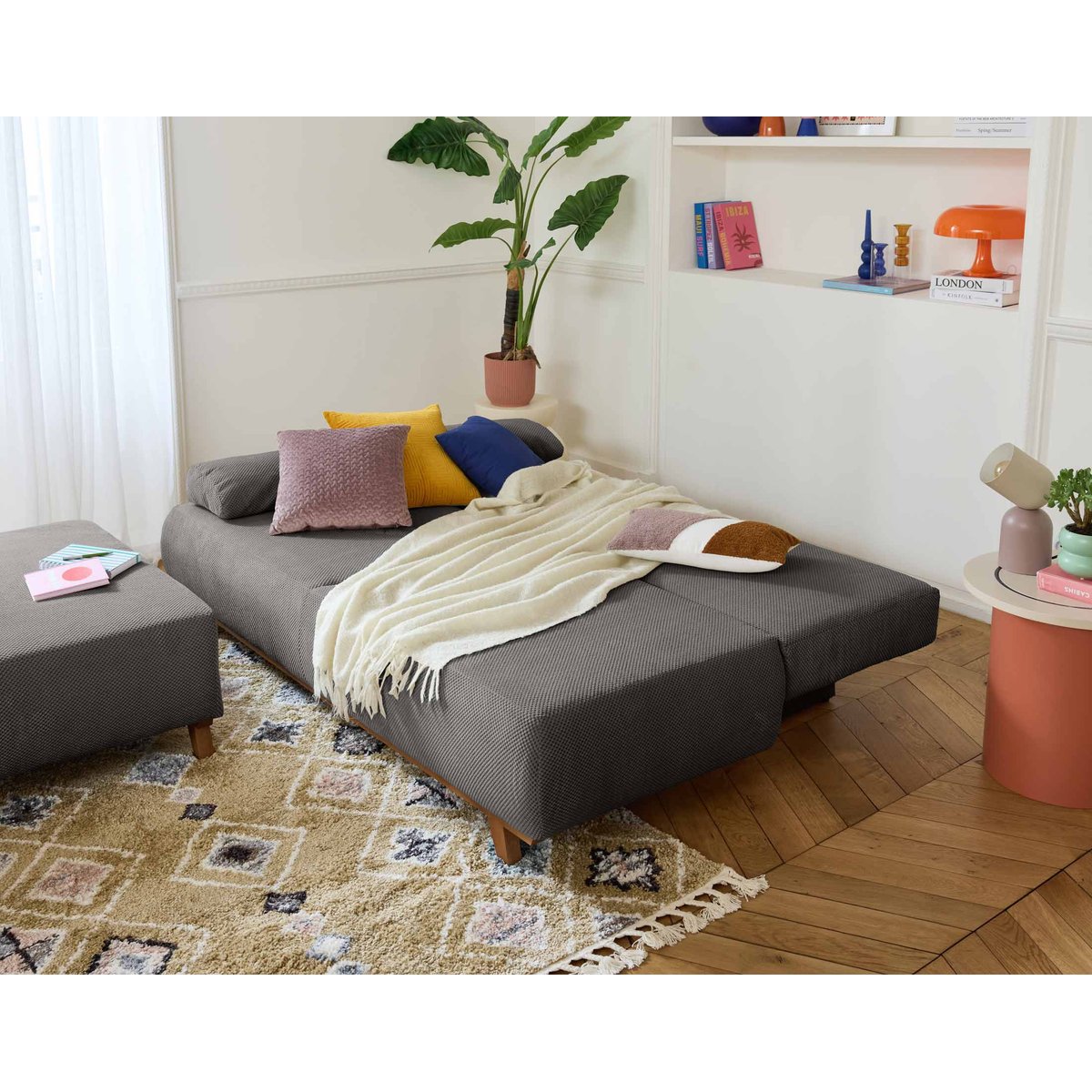 Canapé Convertible 4 places - CRISTAL gris foncé, BEST MOBILIER