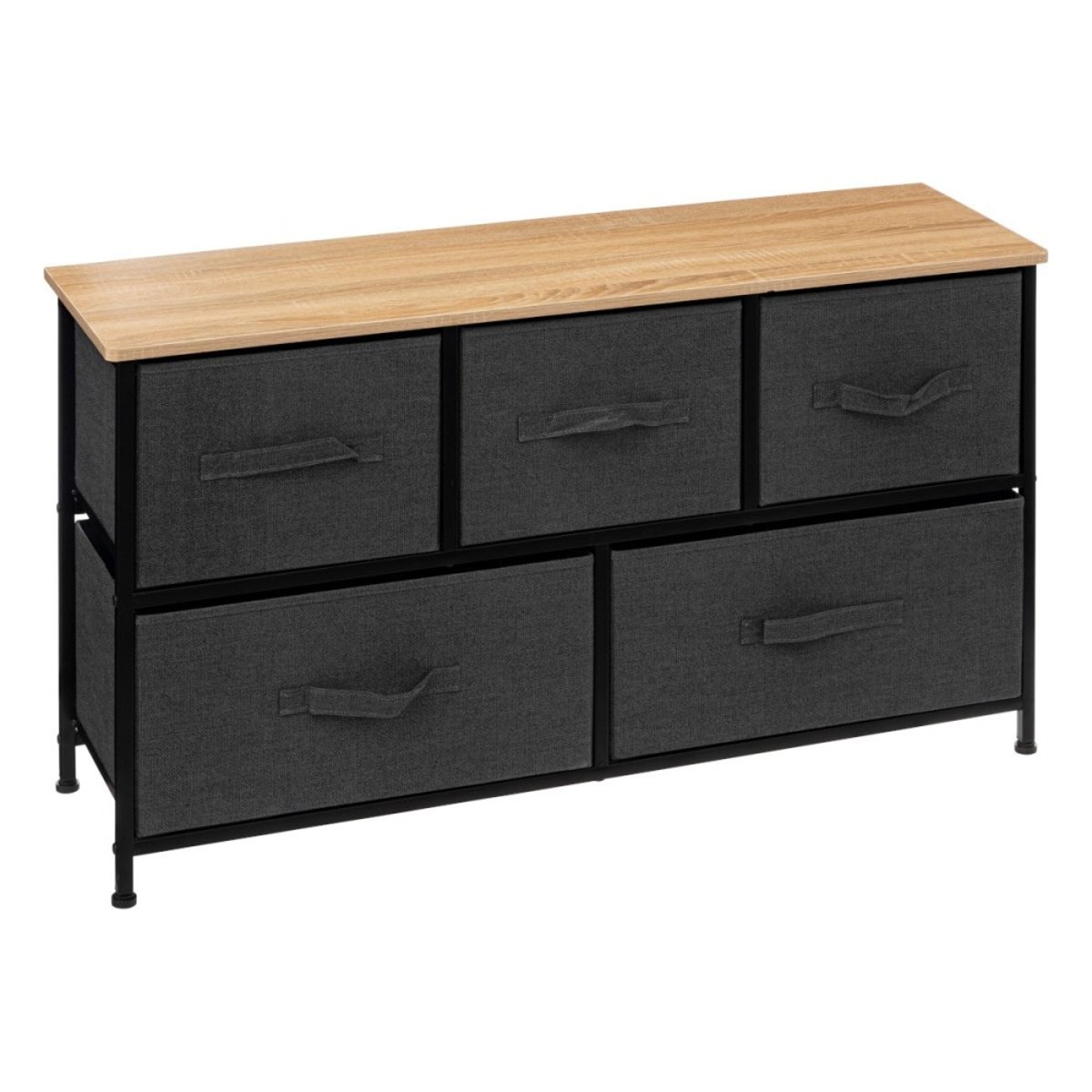 Commode basse 5 tiroirs TISSA gris foncé, ATMOSPHERA