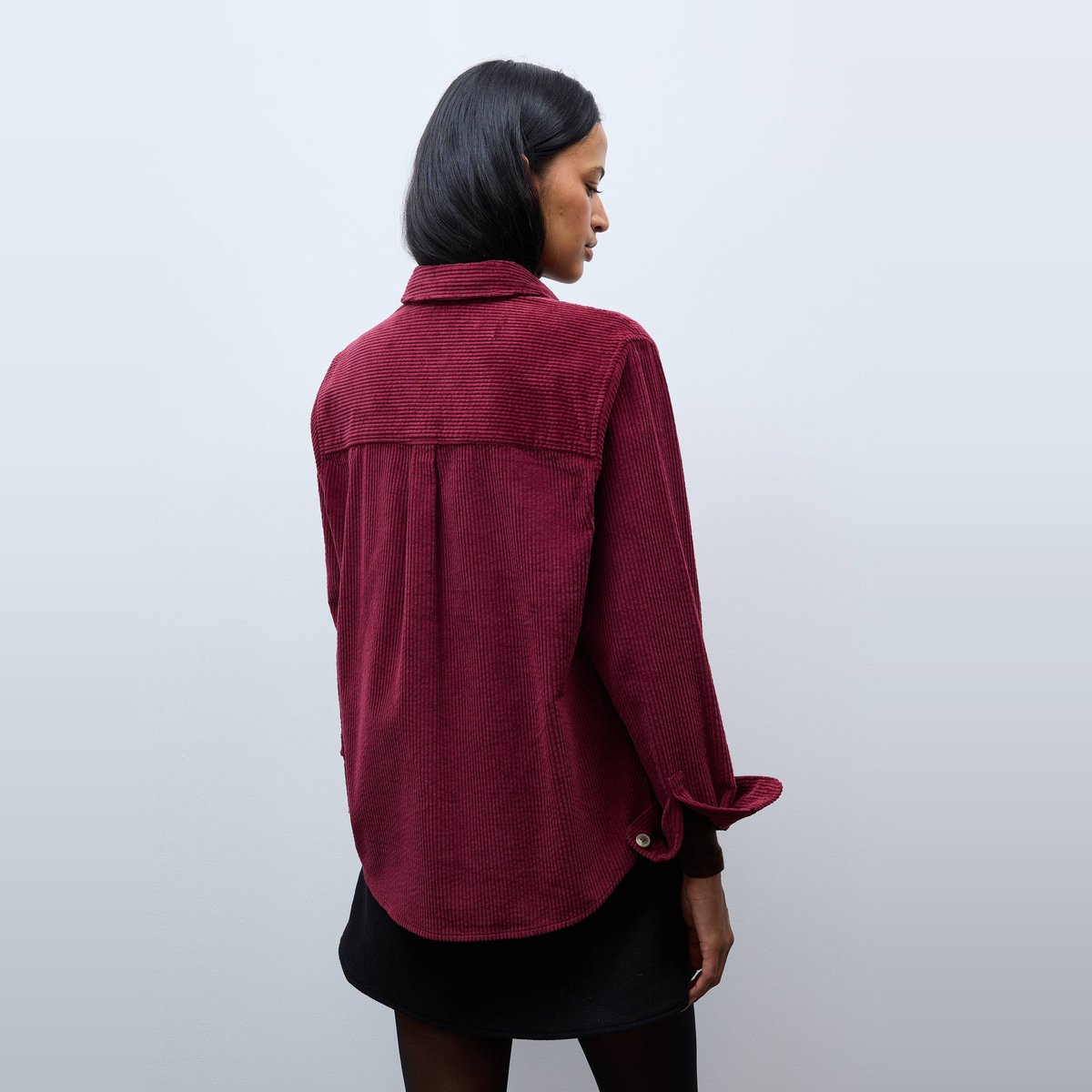 Chemise manches longues en velours en coton BIO GOTS porto, MONOPRIX