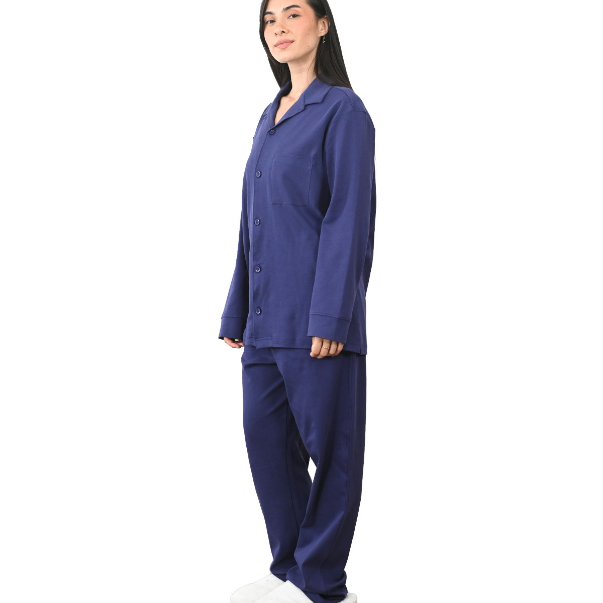 Pyjama mixte à chemise + pantalon YALE marine, SENSEI MAISON