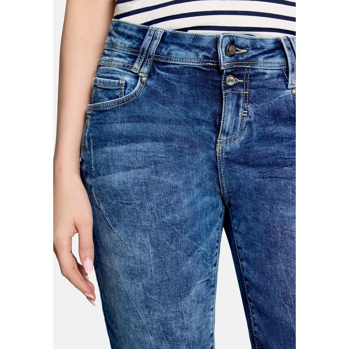 Pantalon Boyfriend à rivets bleu, CARTOON