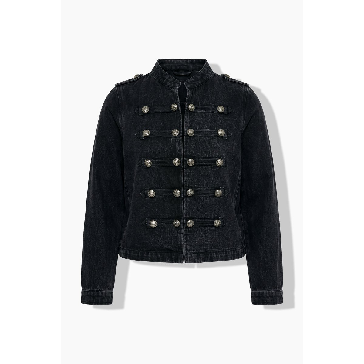 Veste en jean esprit uniforme militaire noir, ULLA POPKEN