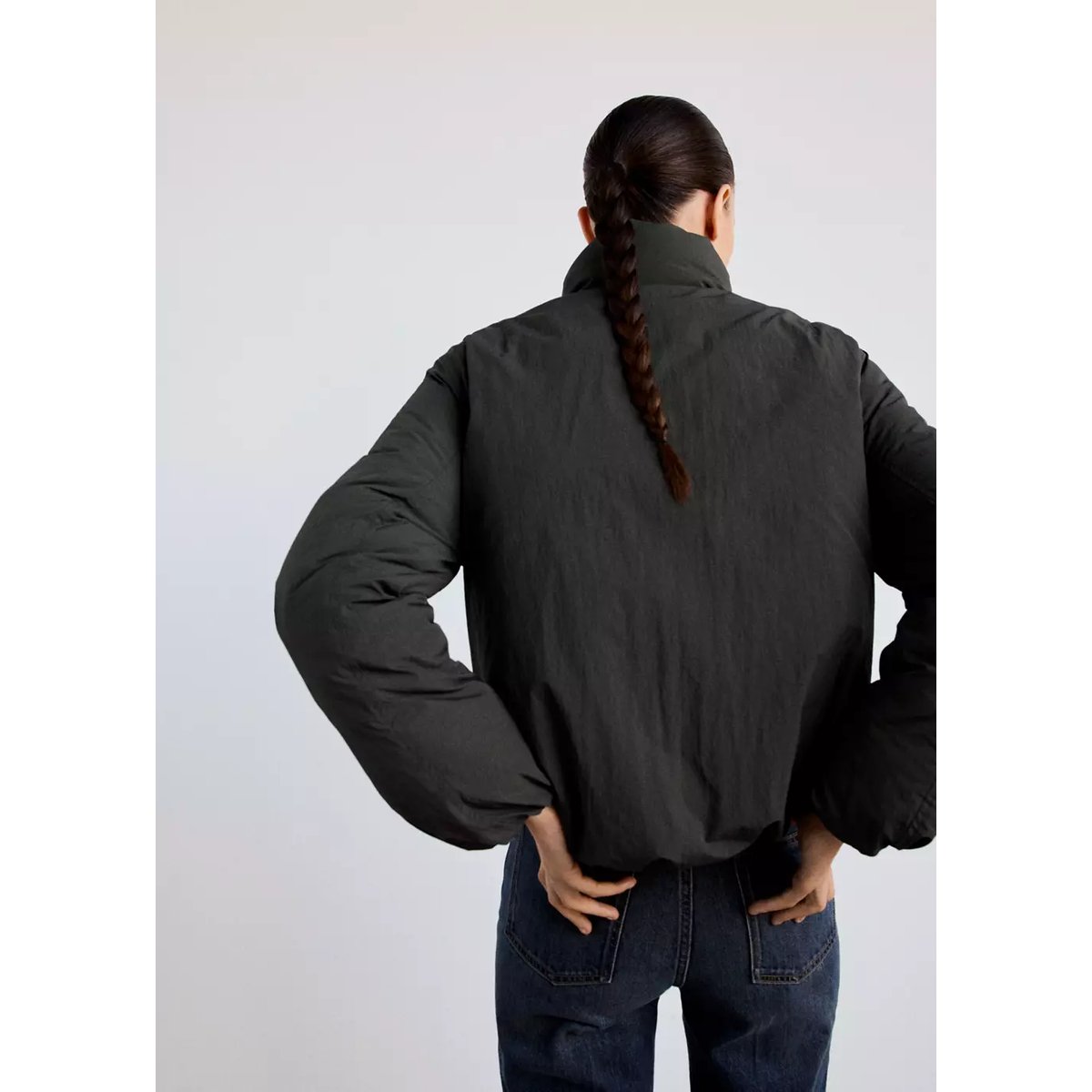 Anorak matelassé brandebourgs gris, MANGO
