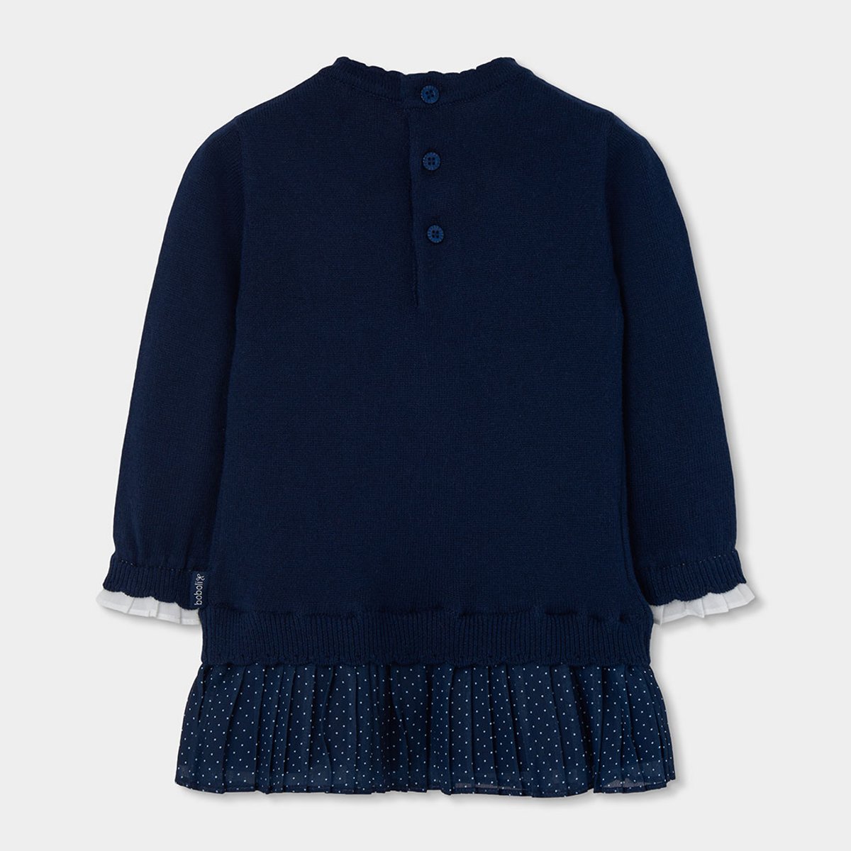 Robe fille brodée d'ourson avec béret bleu, BOBOLI