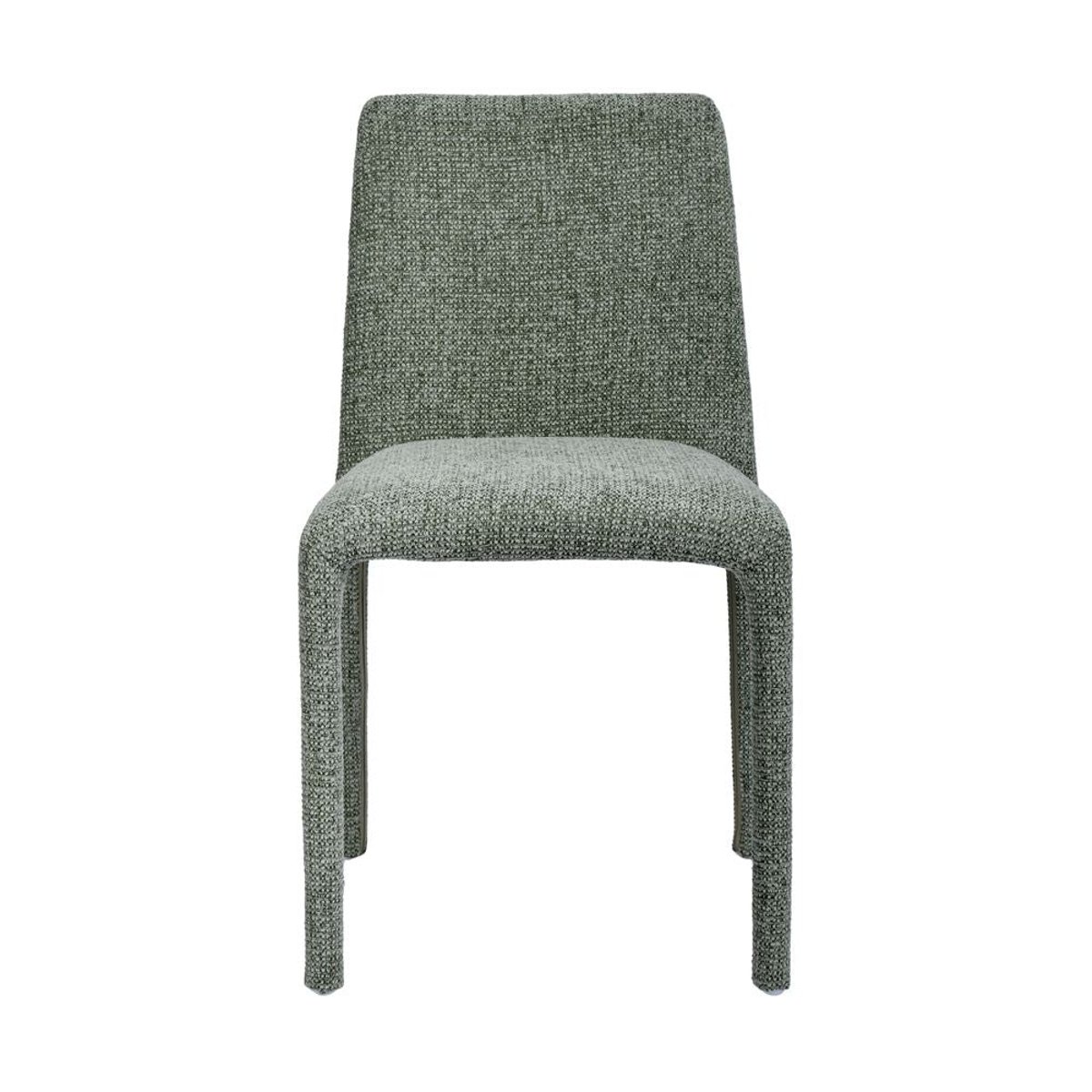Chaise repas empilable tissu chenillé vert beige, ZAGO