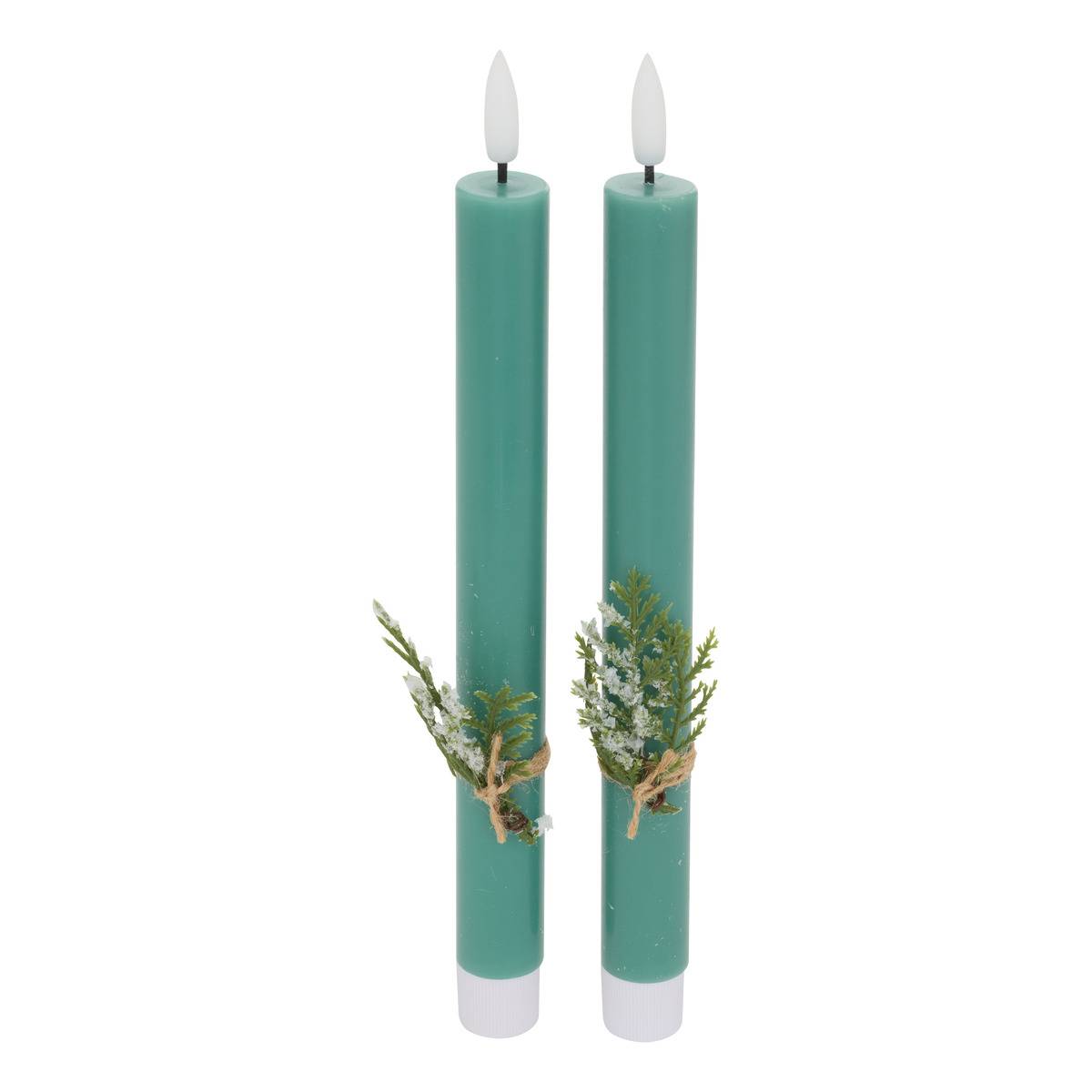 Lot de 2 bougies LED Lupa bâton vert vert, ATMOSPHERA