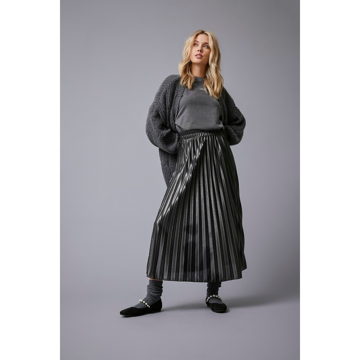 Pleated Maxi Skirt black, ONLY