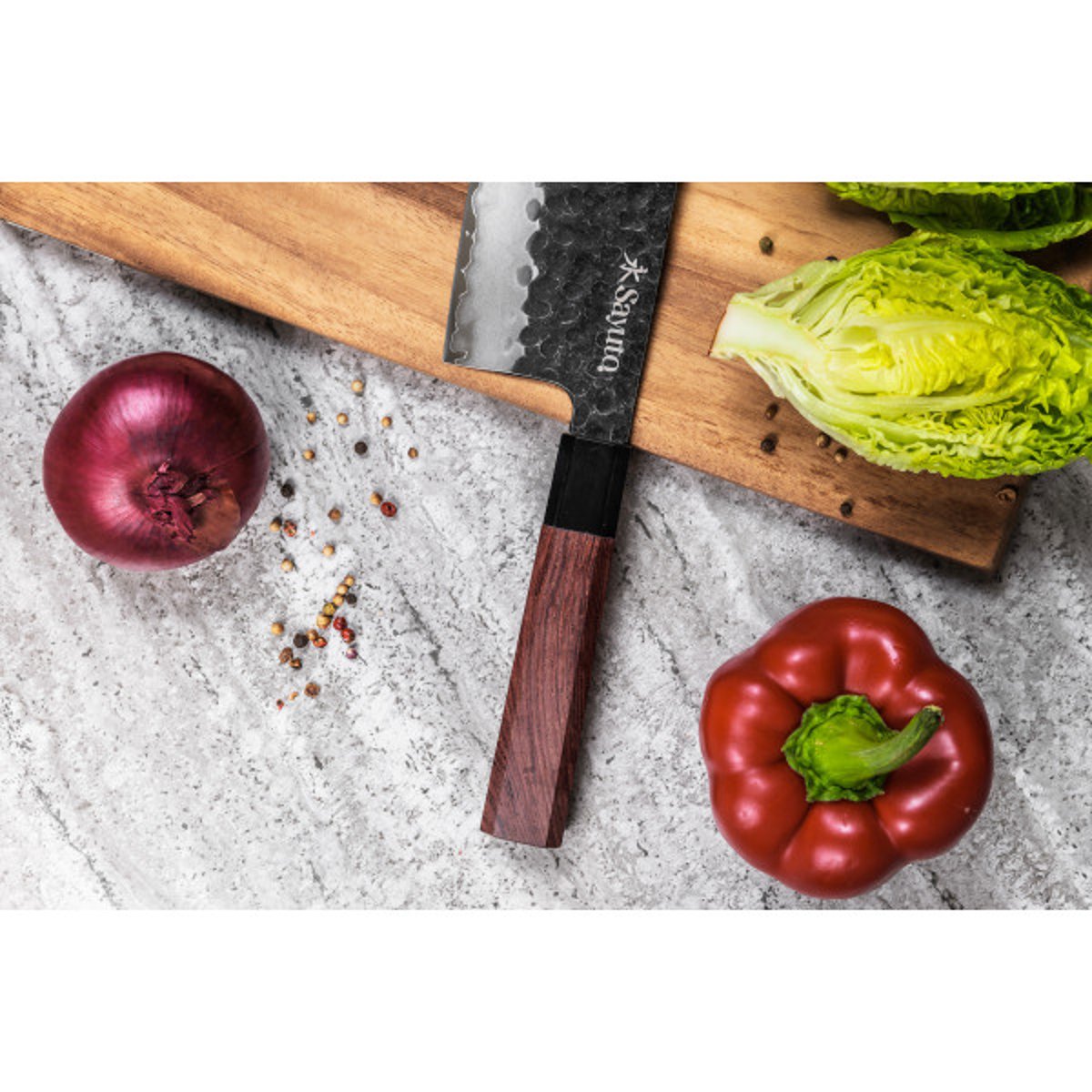 Couteau Sequoia San Mai modèle nakiri 17cm brute de forge v002237, SAYUTO
