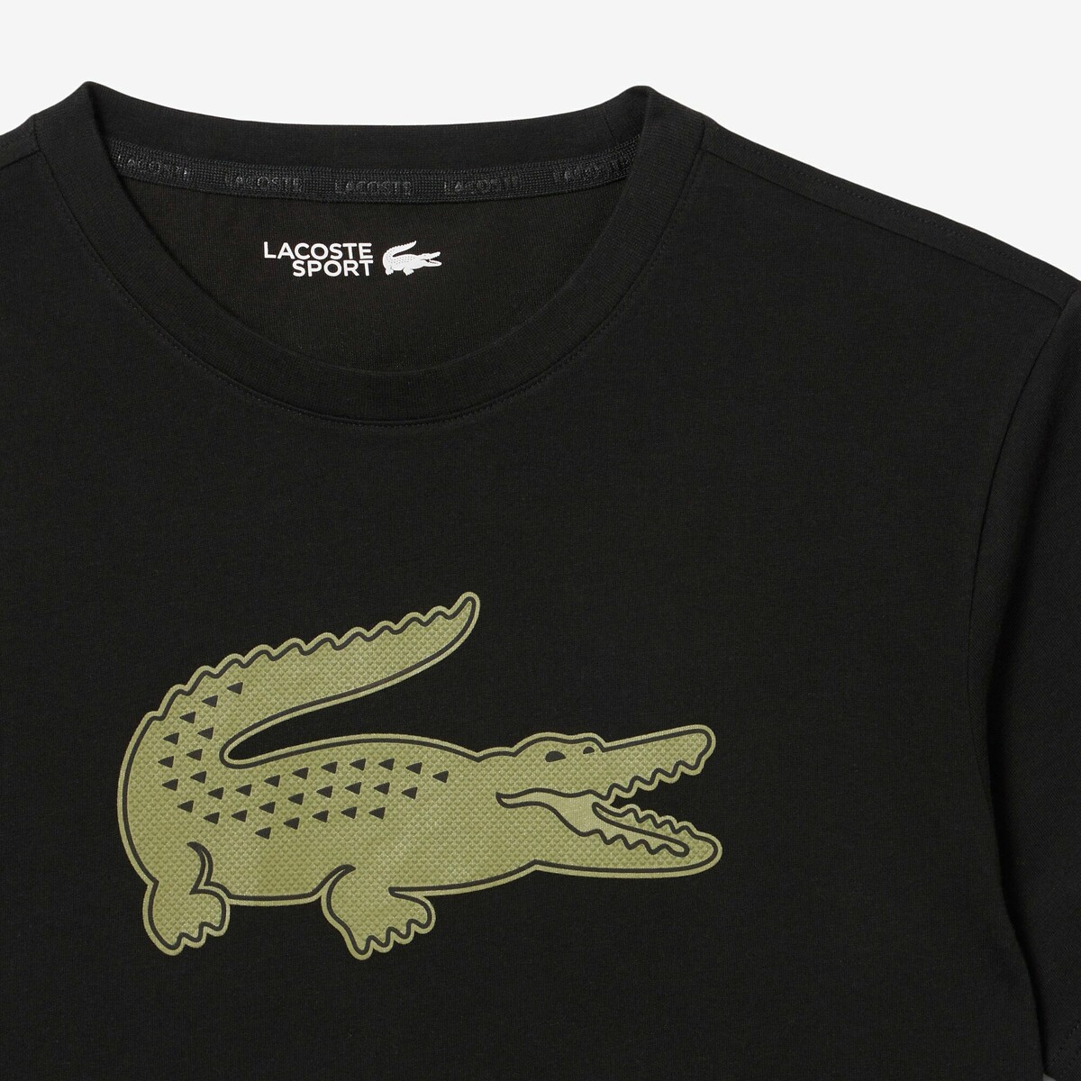 T-shirt de gola redonda Lacoste Sport preto/caqui, LACOSTE