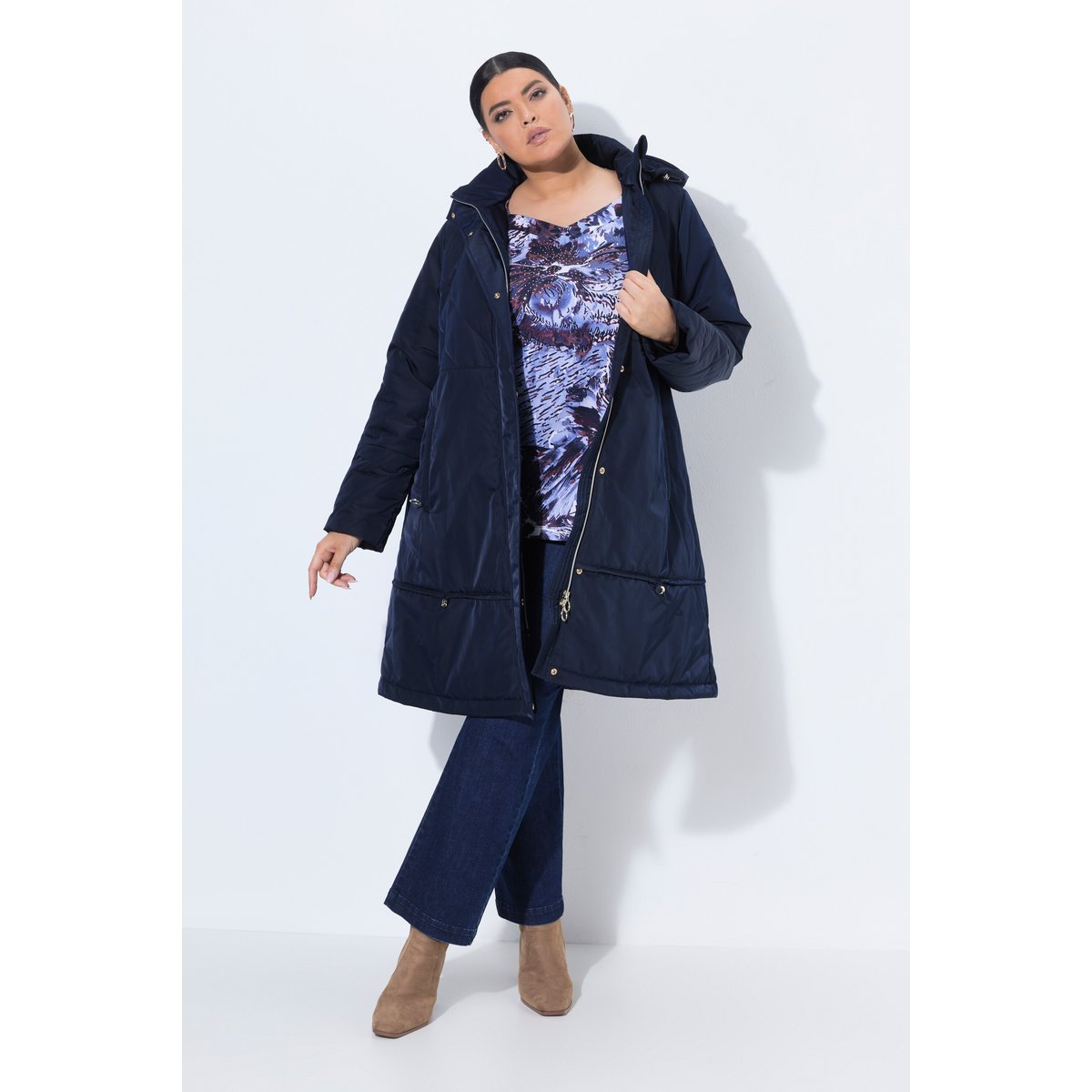 Manteau déperlant, jeu de matelassages marine foncé, ULLA POPKEN