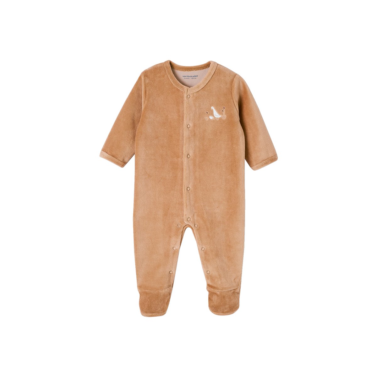 Lot 2 dors-bien velours ouverture naissance cappuccino, VERTBAUDET