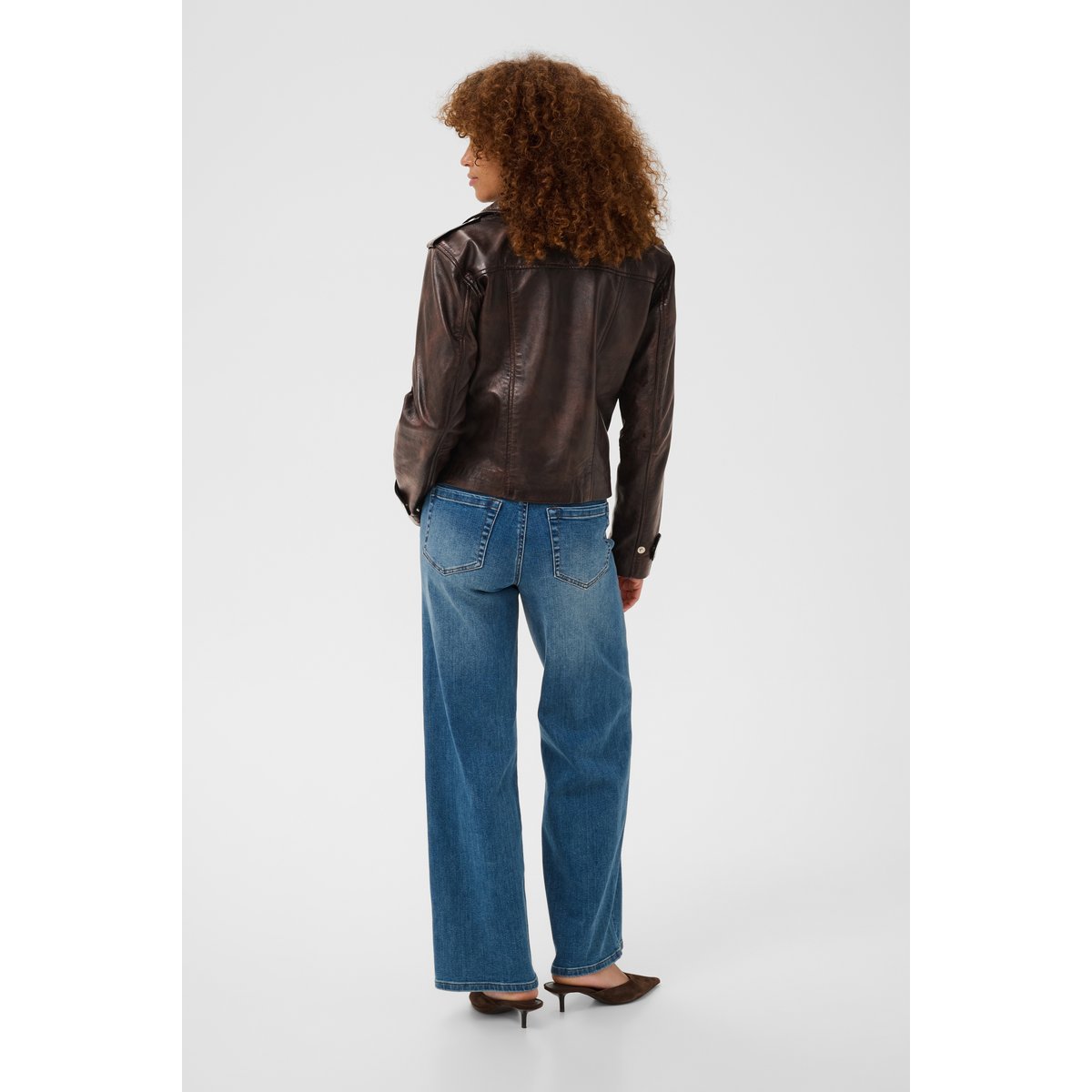 Veste en cuir noir rusty black, KAFFE
