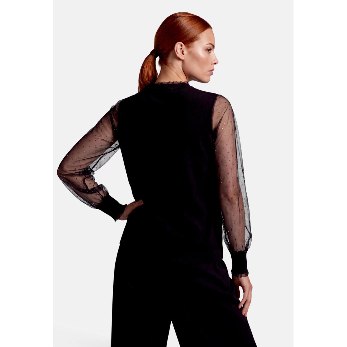 Pull-over en fine maille à strass black beauty, ZERO