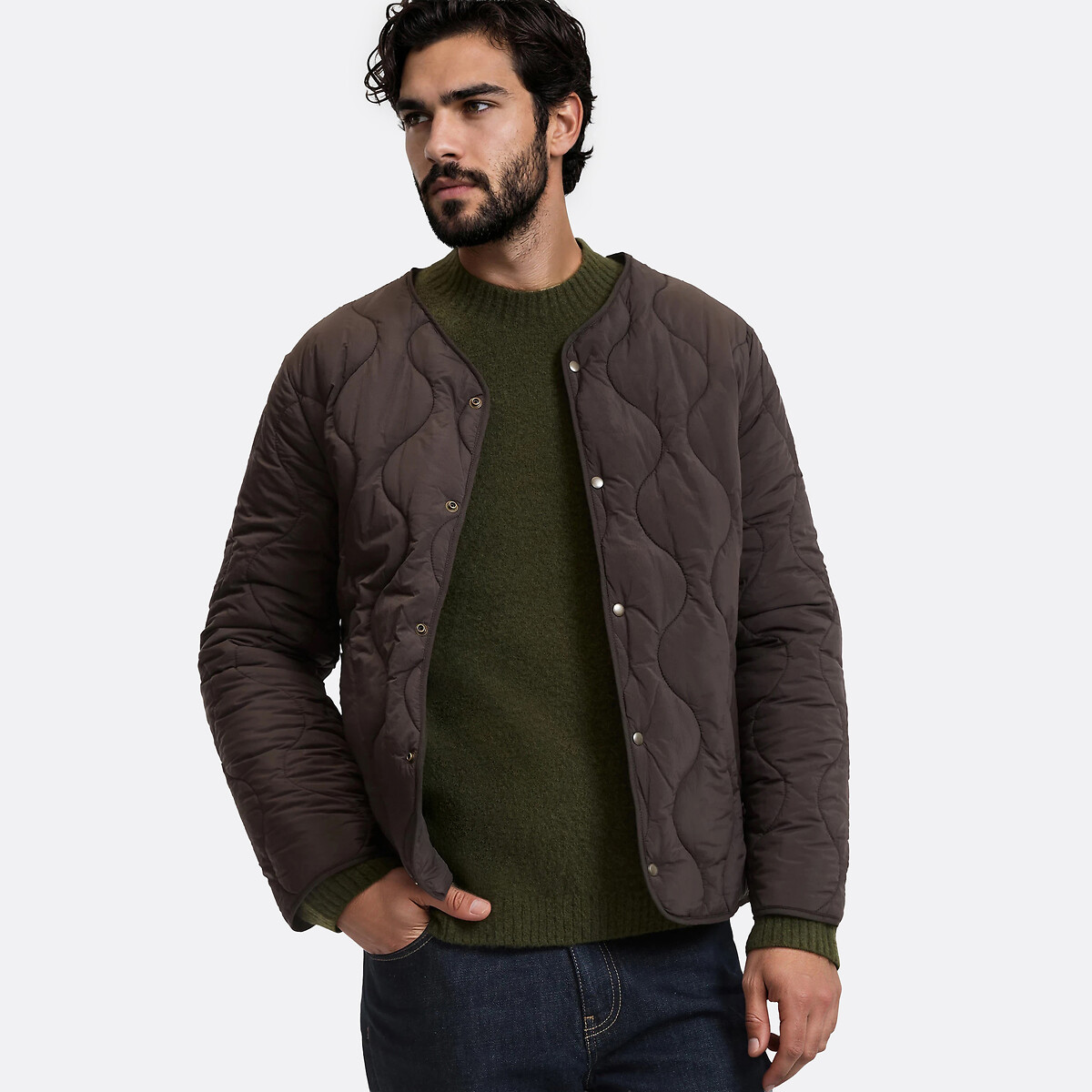Reversible Corduroy Collar Jacket khaki, LA REDOUTE COLLECTIONS