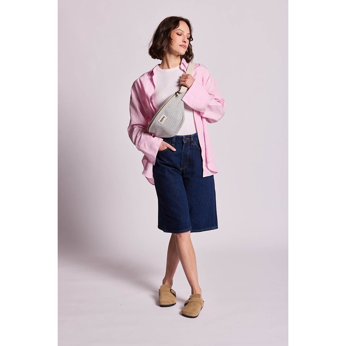 Marsupio a righe, OLIVIA blu rigato, HINDBAG