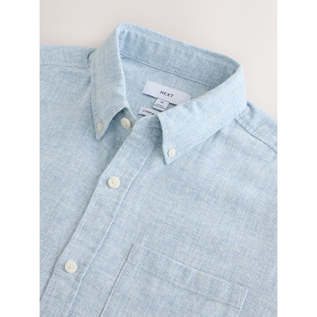 Chemise à manches courtes en lin et coton bleu, NEXT