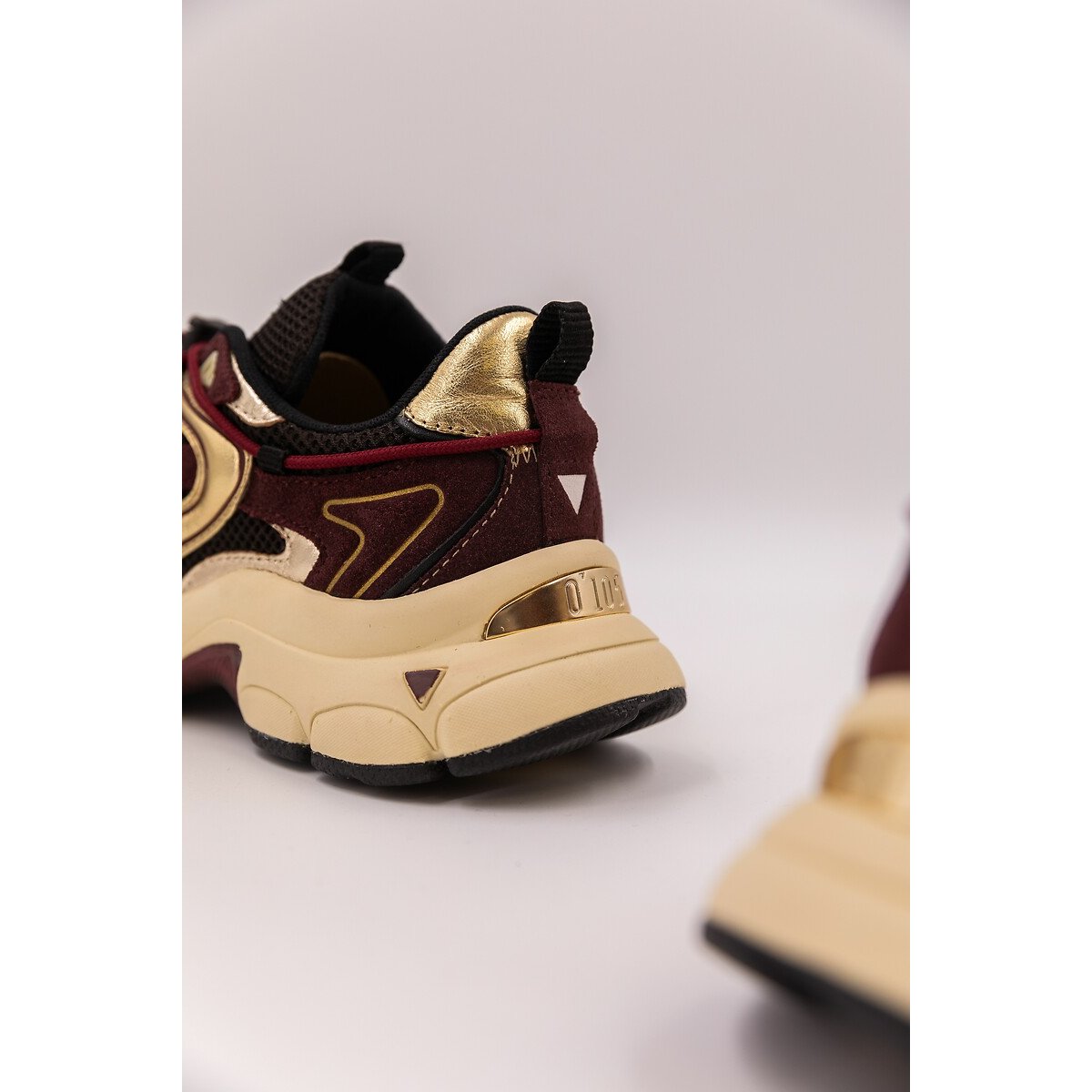 Spider Mixed-Material Trainers burgundy/gold-coloured, ZERO 105