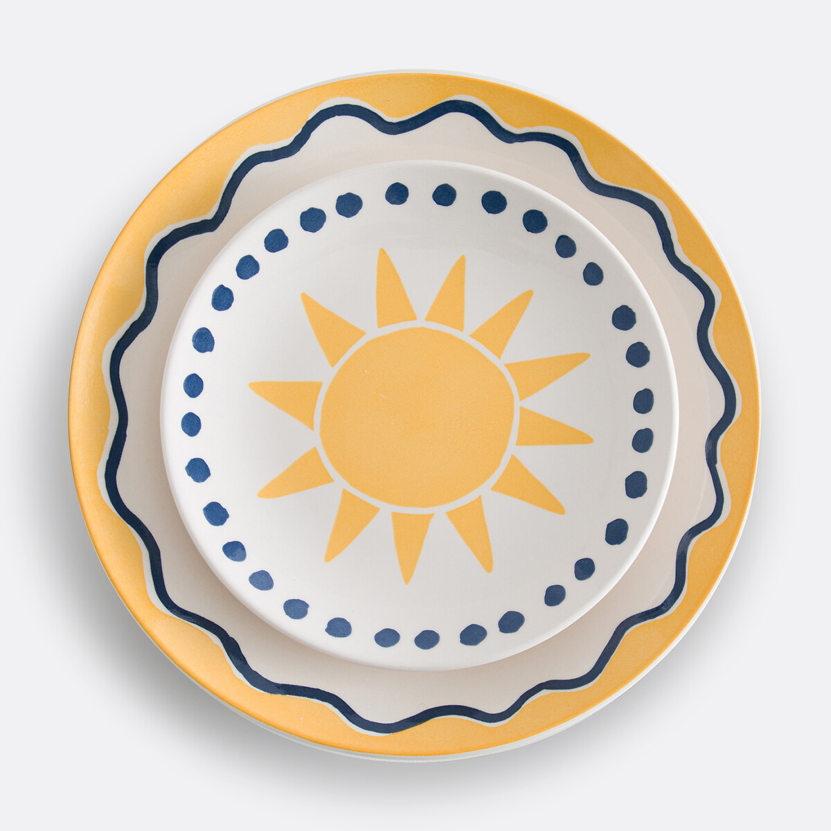 Lot de 4 assiettes dessert motif, Olympe jaune/bleu, LA REDOUTE INTERIEURS