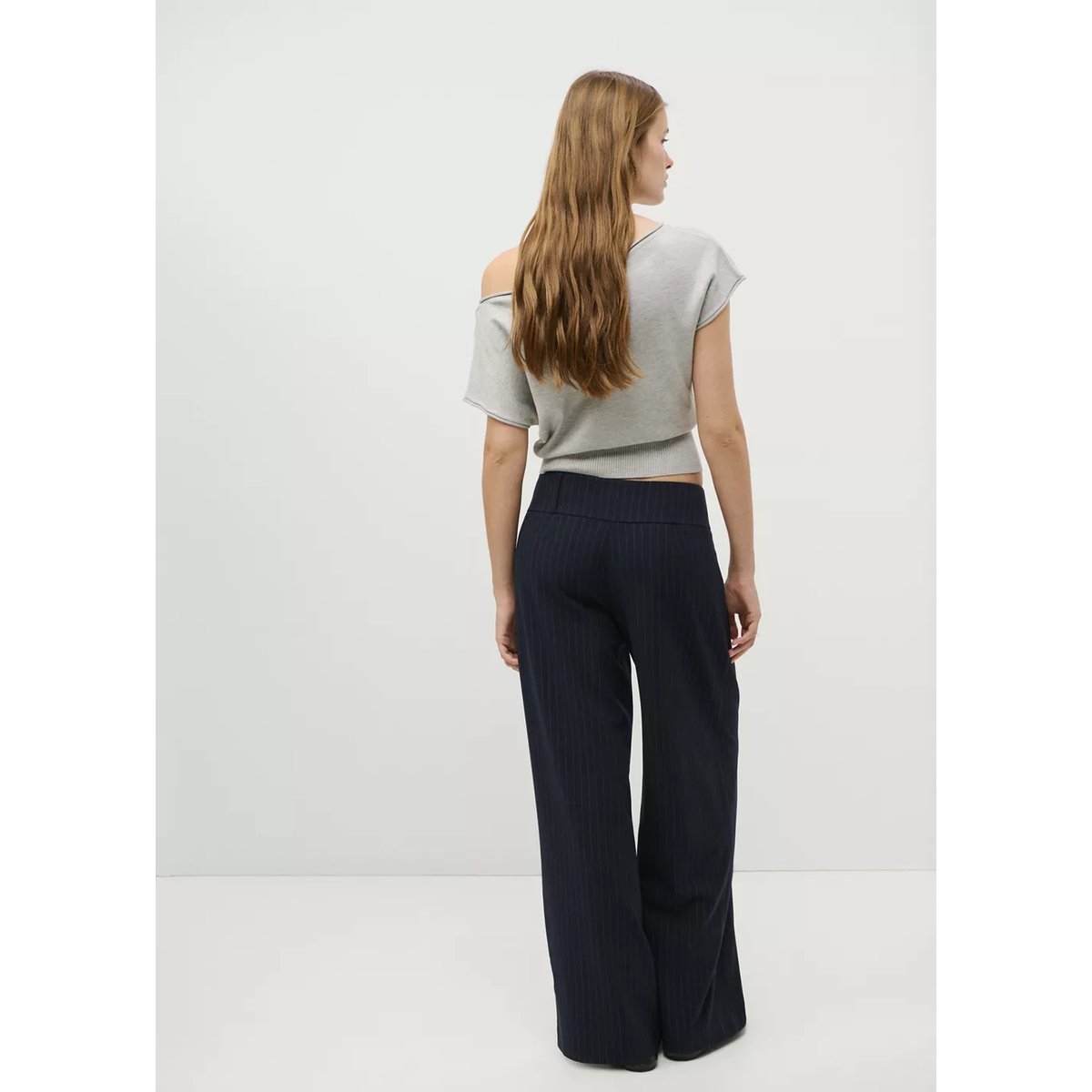 Pantalon à fines rayures bleu marine, MANGO TEEN