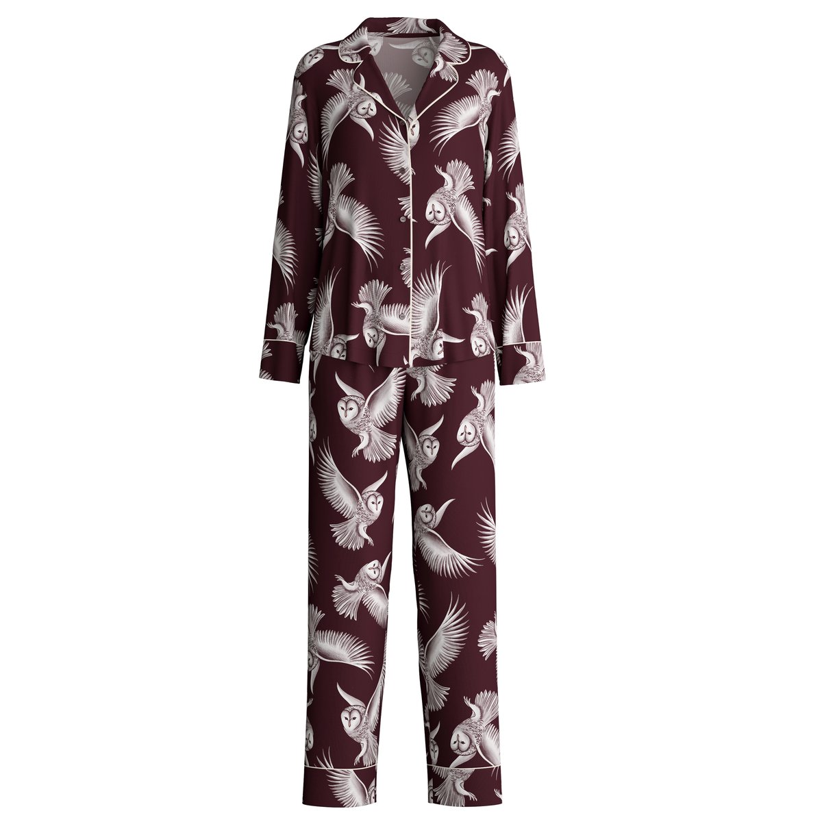 Pyjama boutonné de part en part en modal TENCEL™ et soie manches longues Modal MOONLIGHT DREAMS rouge, CALIDA