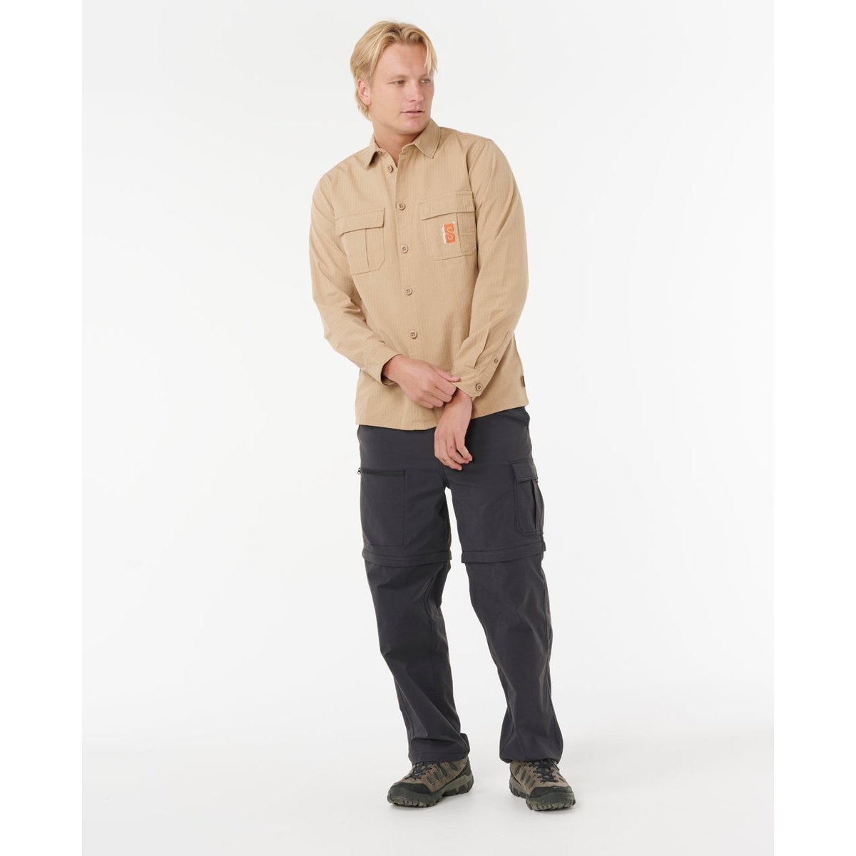 Chemise à manches longues The SEARCH Destroy khaki sand, RIP CURL