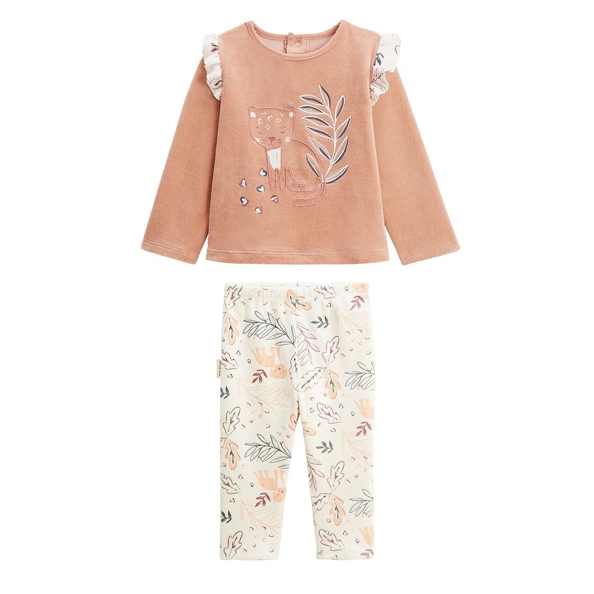 Pyjama enfant 2 pièces en velours Matcha rose, PETIT BEGUIN