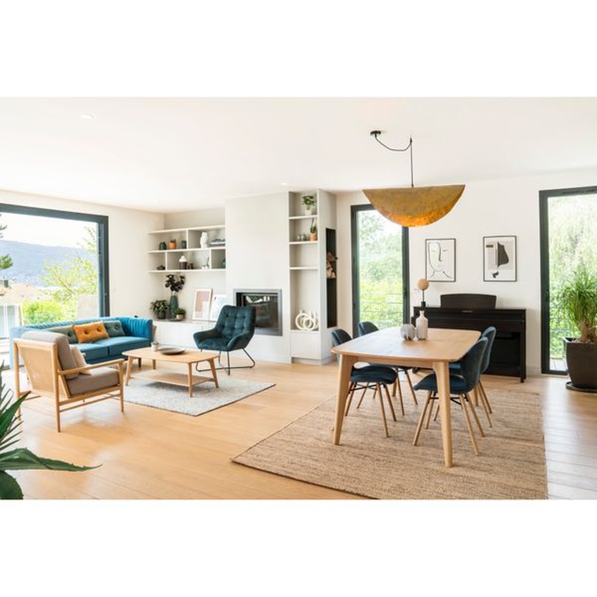 Table repas 180cm allonge intégrée chêne naturel, ZAGO
