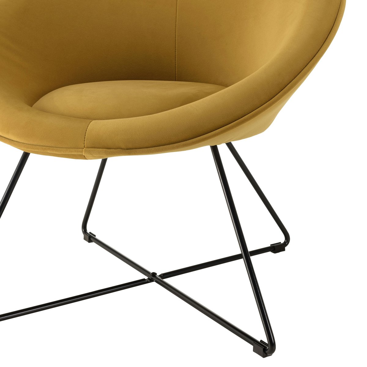 Fauteuil rond design velours moutarde TIM jaune, PIER IMPORT