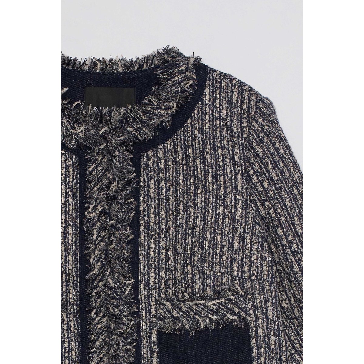 VESTE EN TWEED À FRANGES bleu, SALSA JEANS