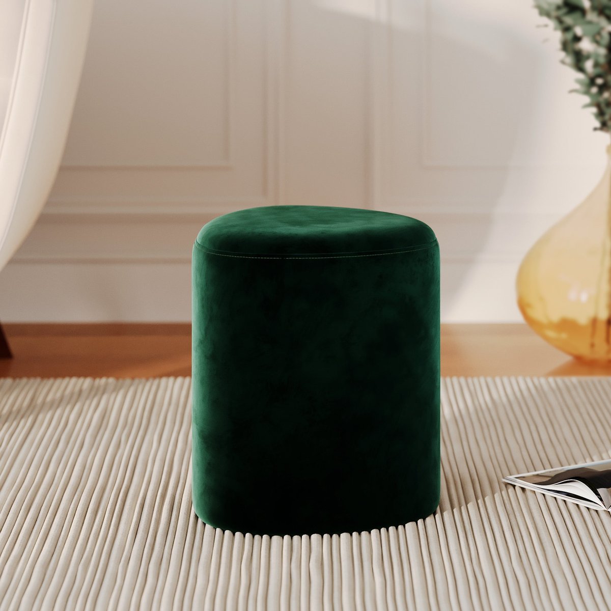 Pouf en velours - EMMY vert, MAISON PAVANE