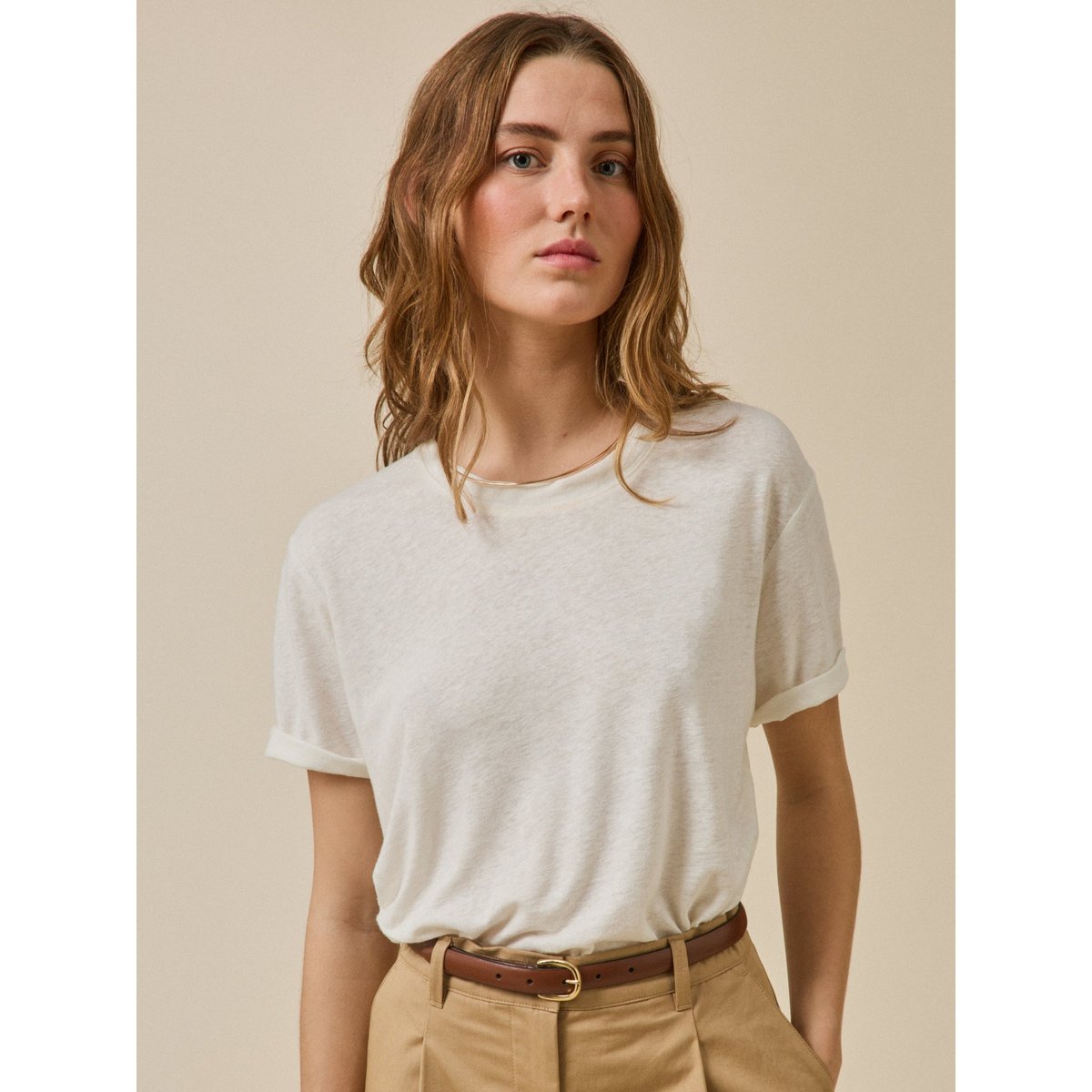 T-shirt lin et viscose blanc, CYRILLUS