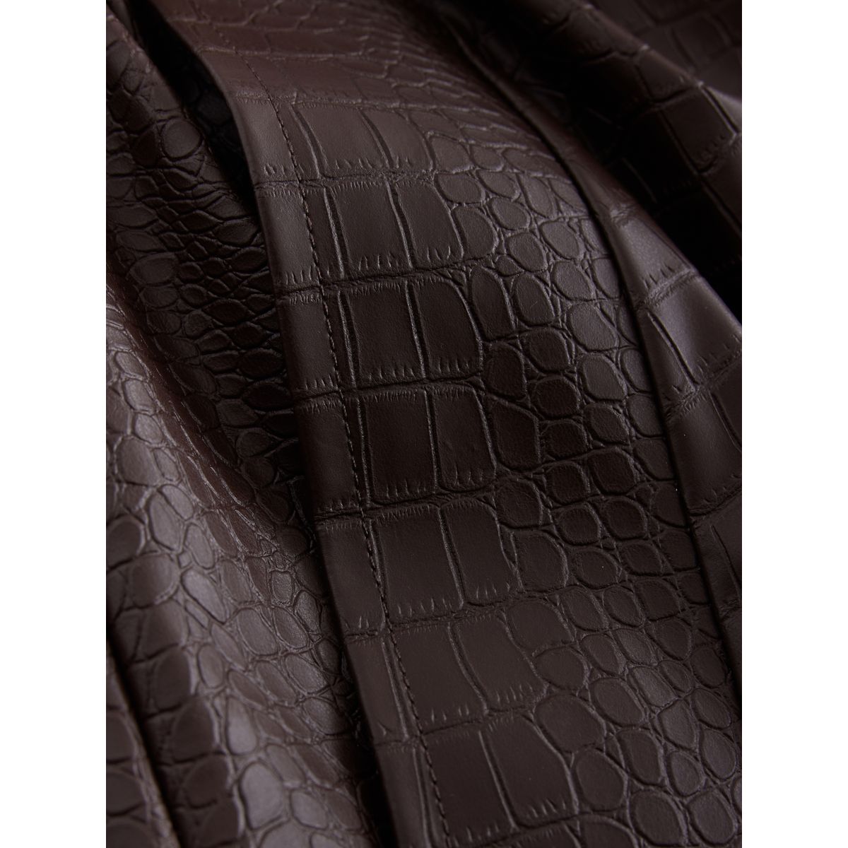 Trench en similicuir effet croco à ceinture marron chocolat, NEXT