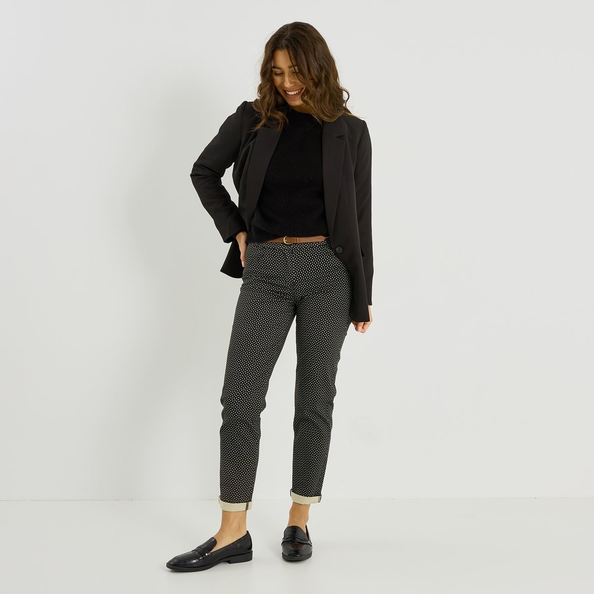 Pantalon chino imprimé noir, GRAIN DE MALICE