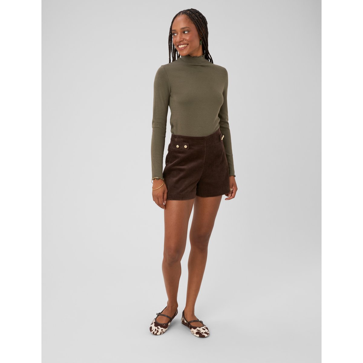 Short en velours marron foncée, BZB