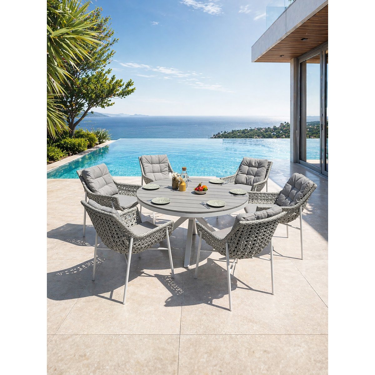 Ensemble repas de jardin 6 places ELBA blanc, REMARQUABLE