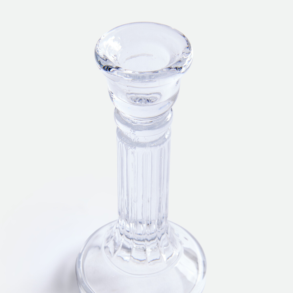 Bougeoir sur pied, verre transparent, hauteur 15,6 cm, STRIA transparent, LA REDOUTE INTERIEURS