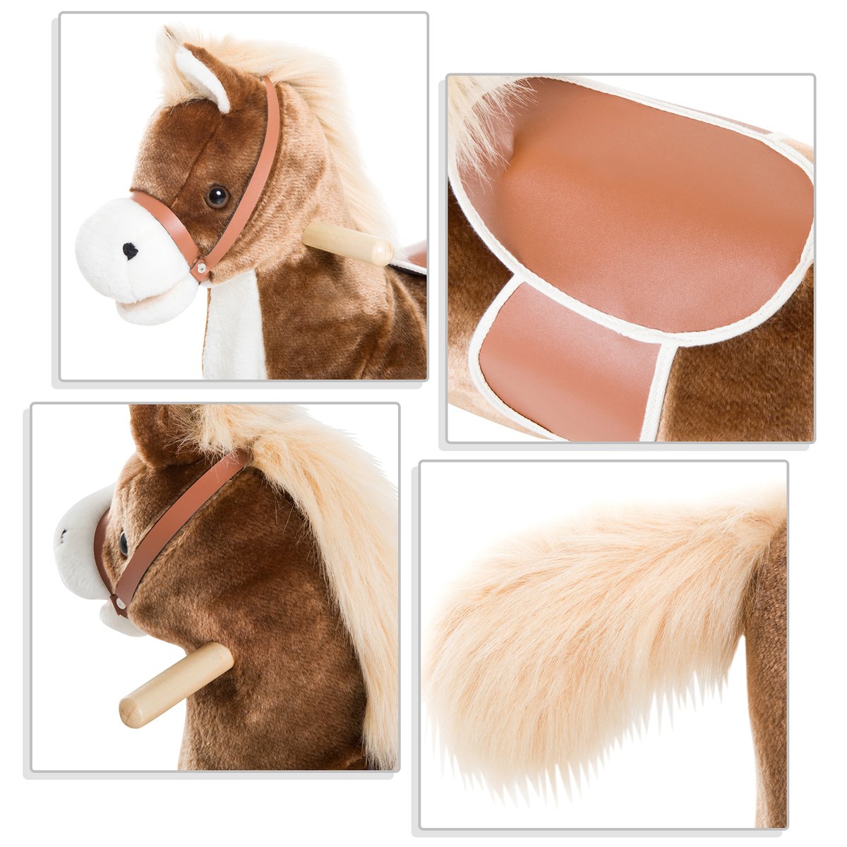 Cheval à bascule pour enfants Bois Marron marron, HOMCOM