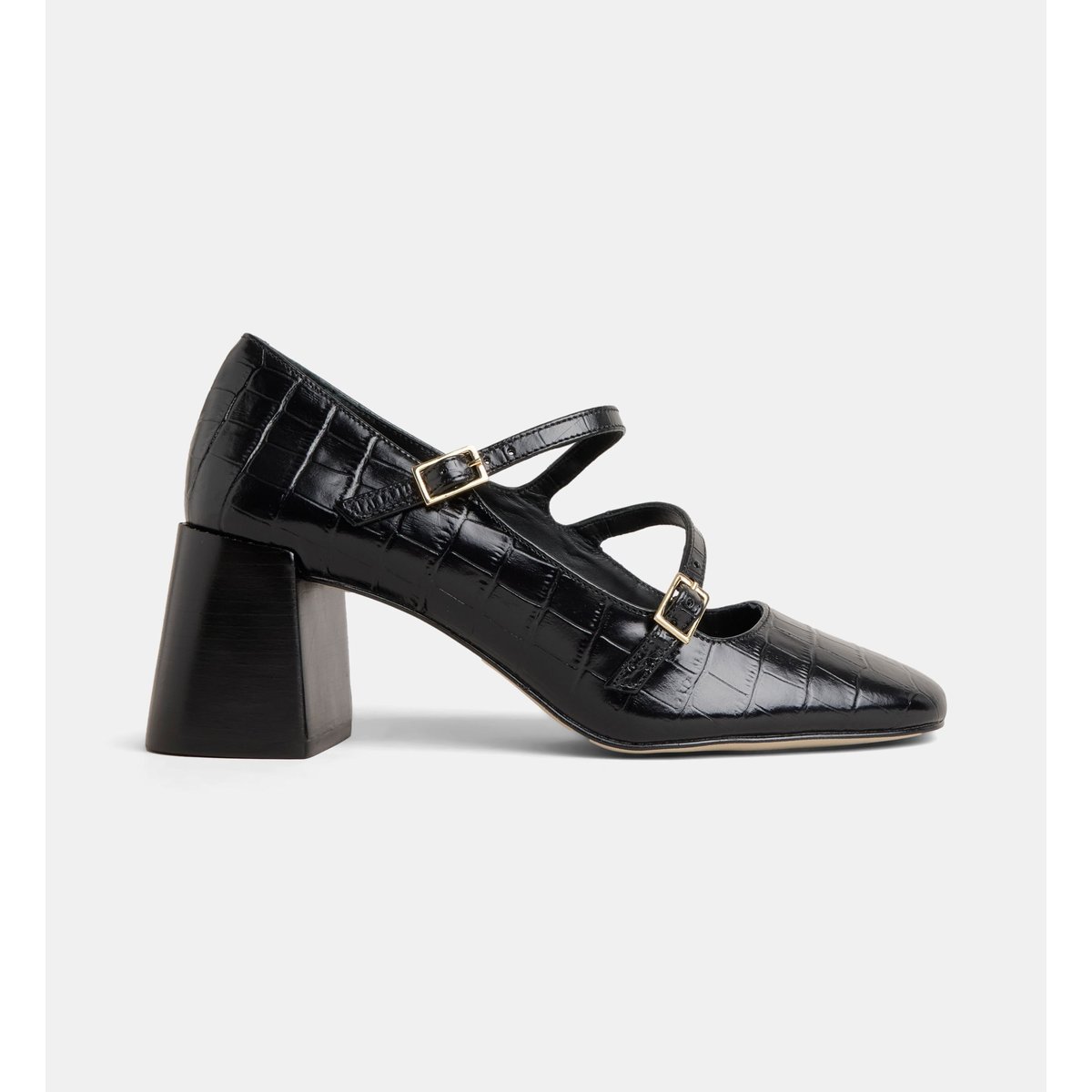 Babies claudine cuir façon croco noir, GALERIES LAFAYETTE
