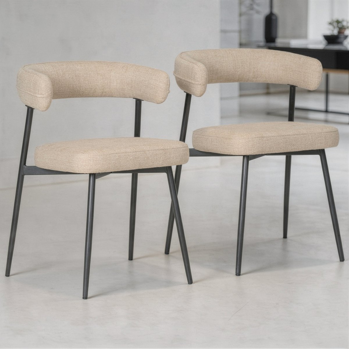 Lot de 2 chaises Théa en tissu, THÉA noir, HAPPY GARDEN