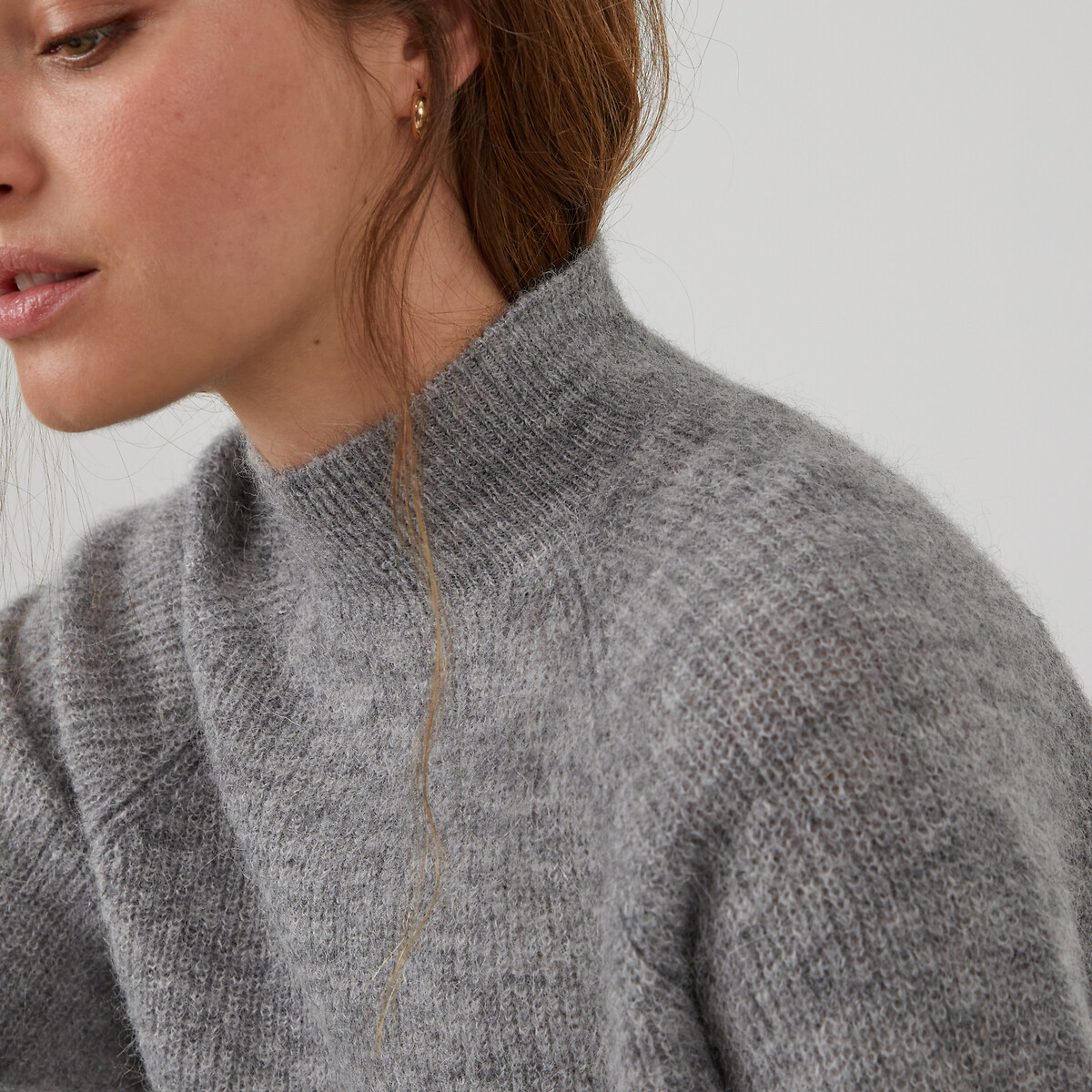 Pull col montant alpaga mélangé Signature ARISTIDE gris chiné, LA REDOUTE COLLECTIONS