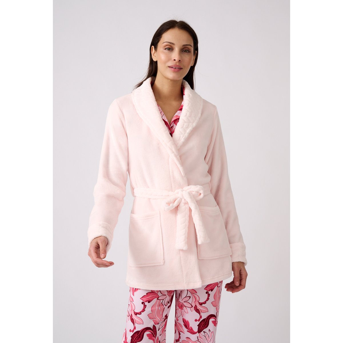Robe de chambre Thermolactyl en maille moelleuse rose, DAMART
