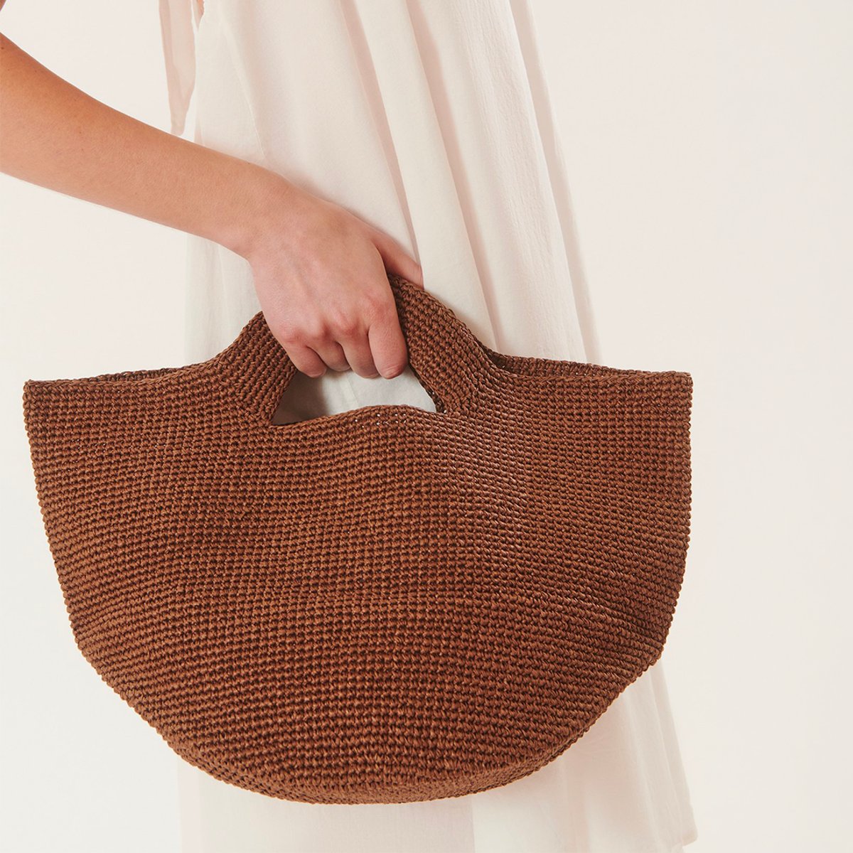 Sac demi-lune tressé FEDOR marron, BENOA