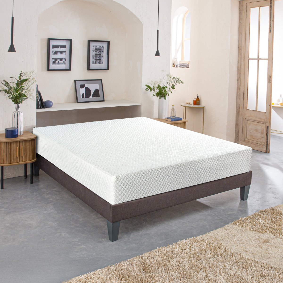 Matelas Mousse Absolu 140x200 cm Accueil Mémoire de forme blanc, BELLECOUR