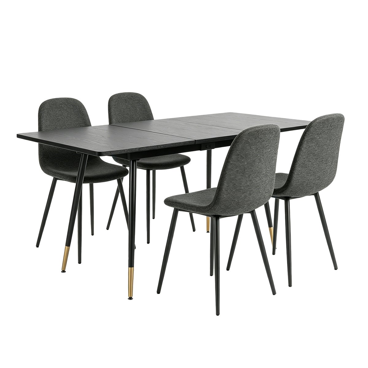 Ensemble de table à manger extensible à allonge avec 4 chaises, WHALENCHARLTON gris foncé, MEUBLES COSY