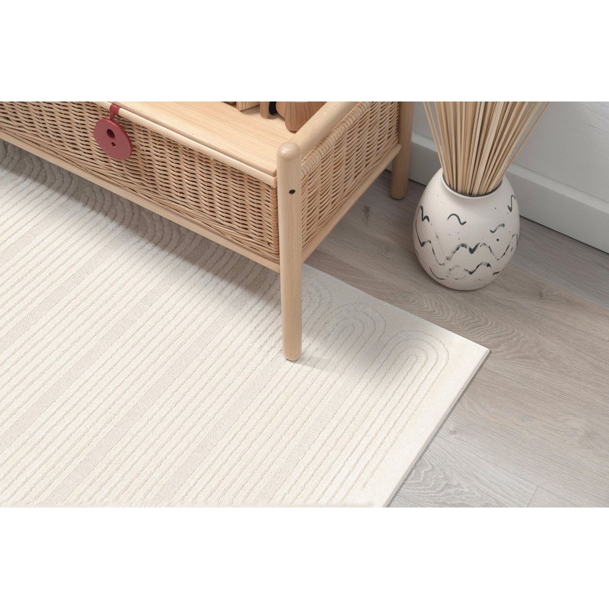 Tapis doux motifs en relief SINEA beige sable, AFK LIVING