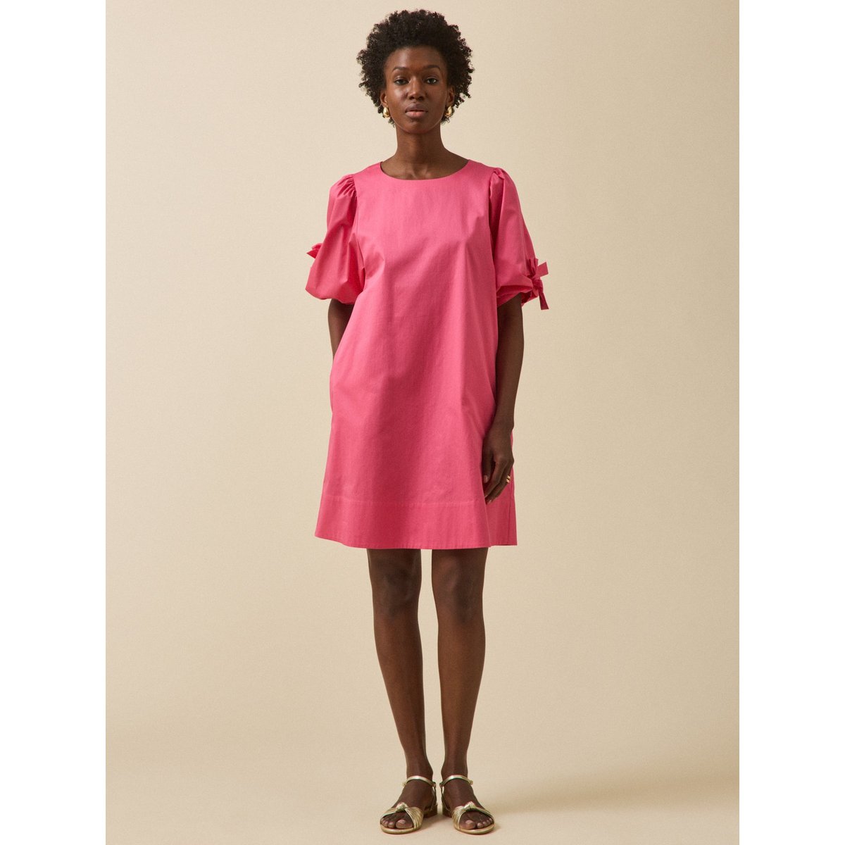 Robe courte cérémonie popeline satinée rose, CYRILLUS