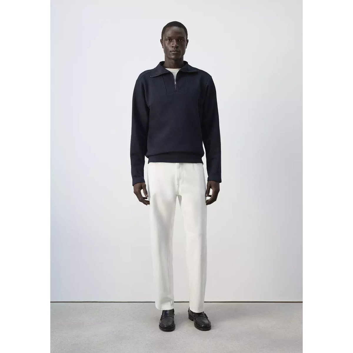 Sweat coton relaxed-fit bleu marine, MANGO MAN