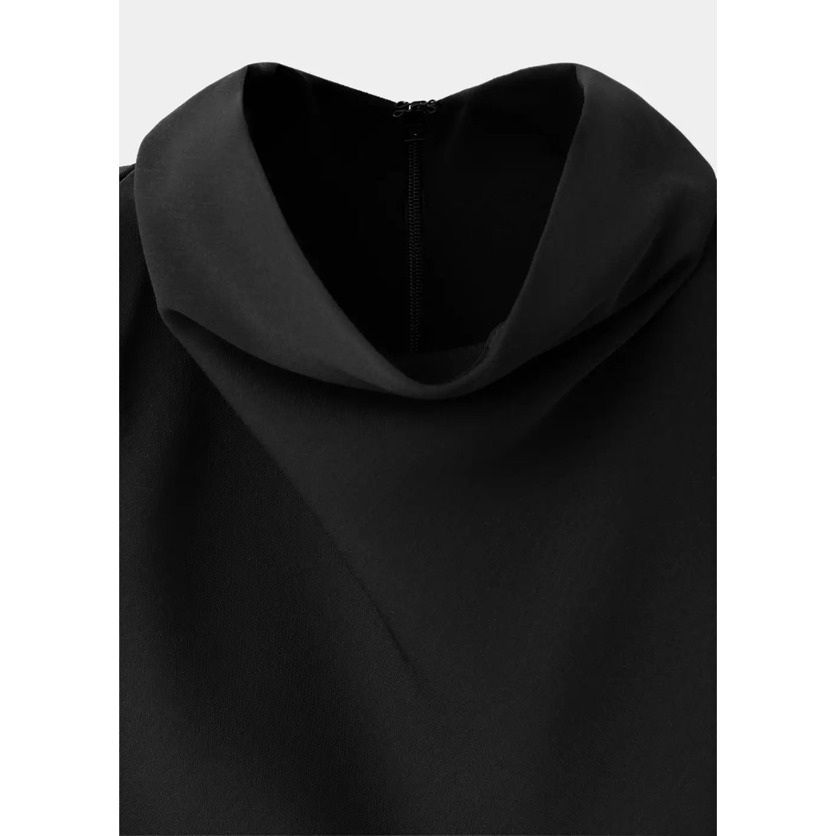 Robe froncée avec col drapé noir, MANGO