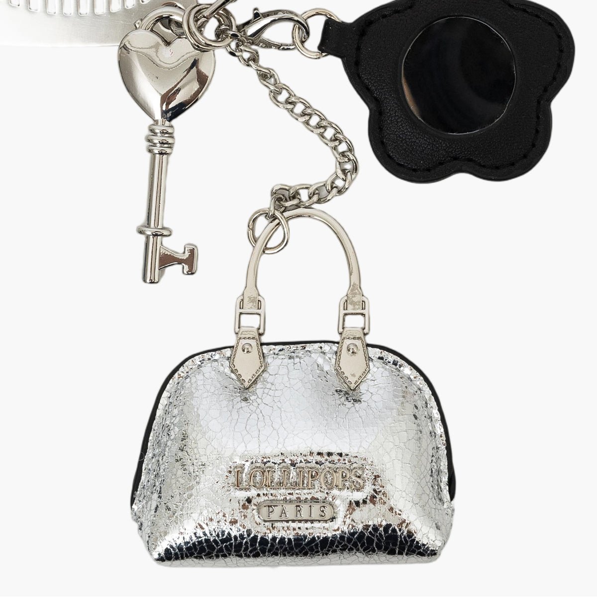 Bijou de sac et fleur miroir Tissalia argent, LOLLIPOPS