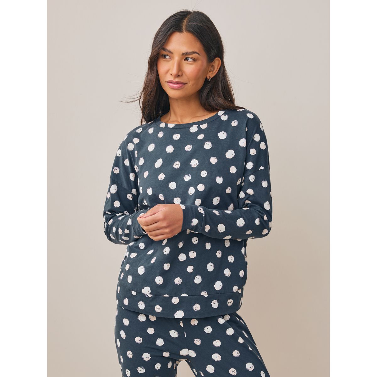 Pyjama à manches longues bleu marine à pois, NEXT